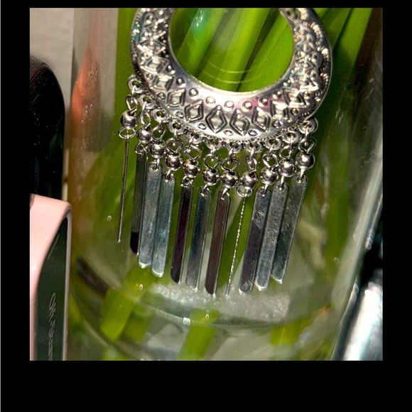 Chico's Silver Tone Crescent Dangle Earrings - Boho Chic Fringe - Picture 10 of 14